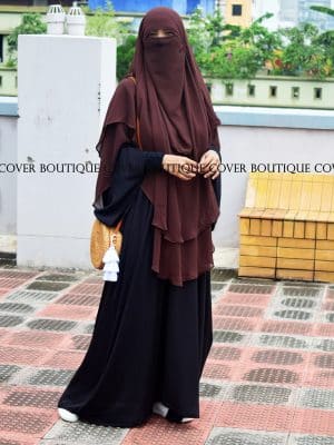 Zwairiya Khimar 2 Layer (Coffee/Black)