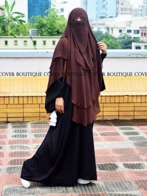 Zwairiya Khimar 2 Layer (Coffee/Black)